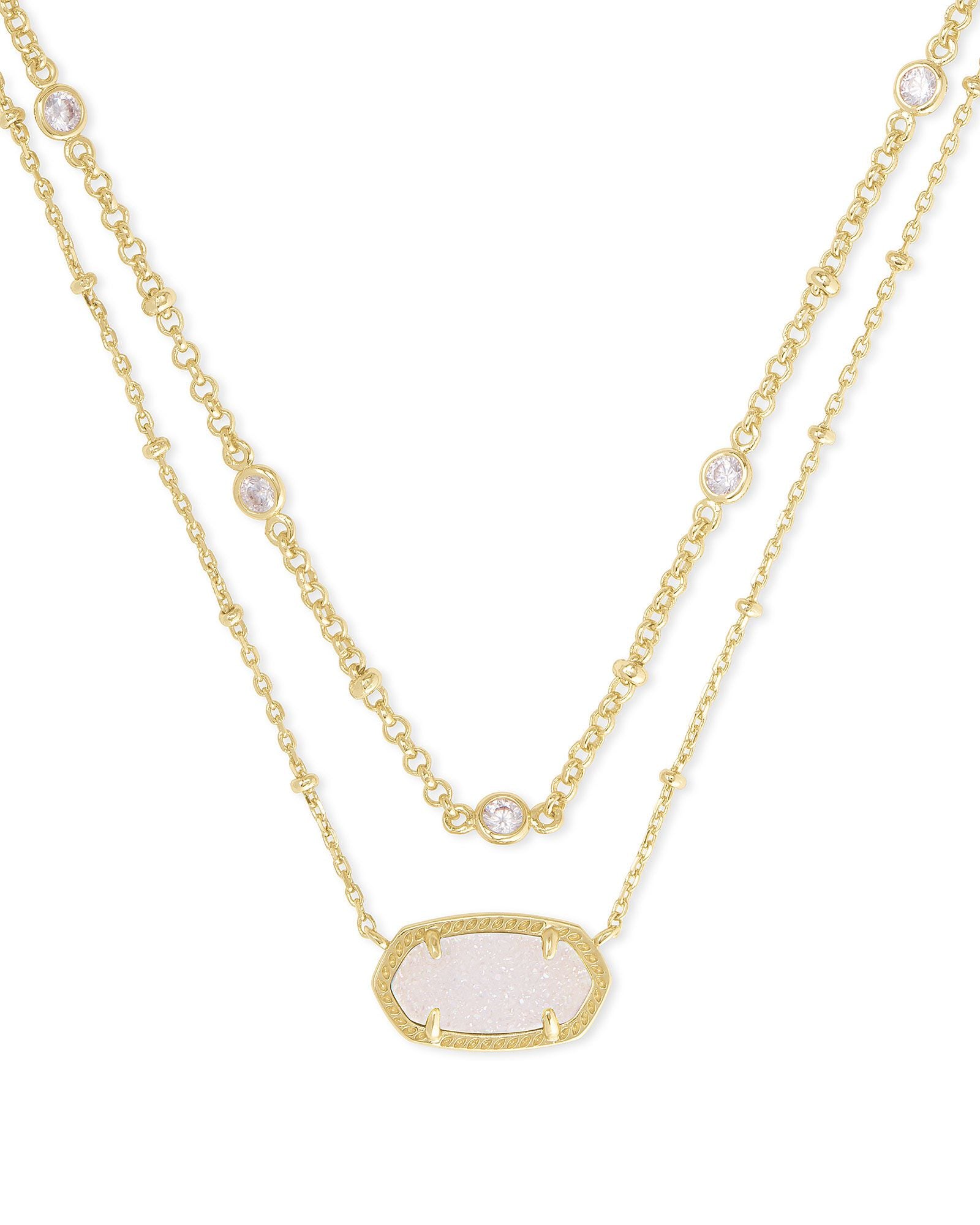 Kendra Scott Elisa Crystal Multi Strand Gold Iridescent Drusy