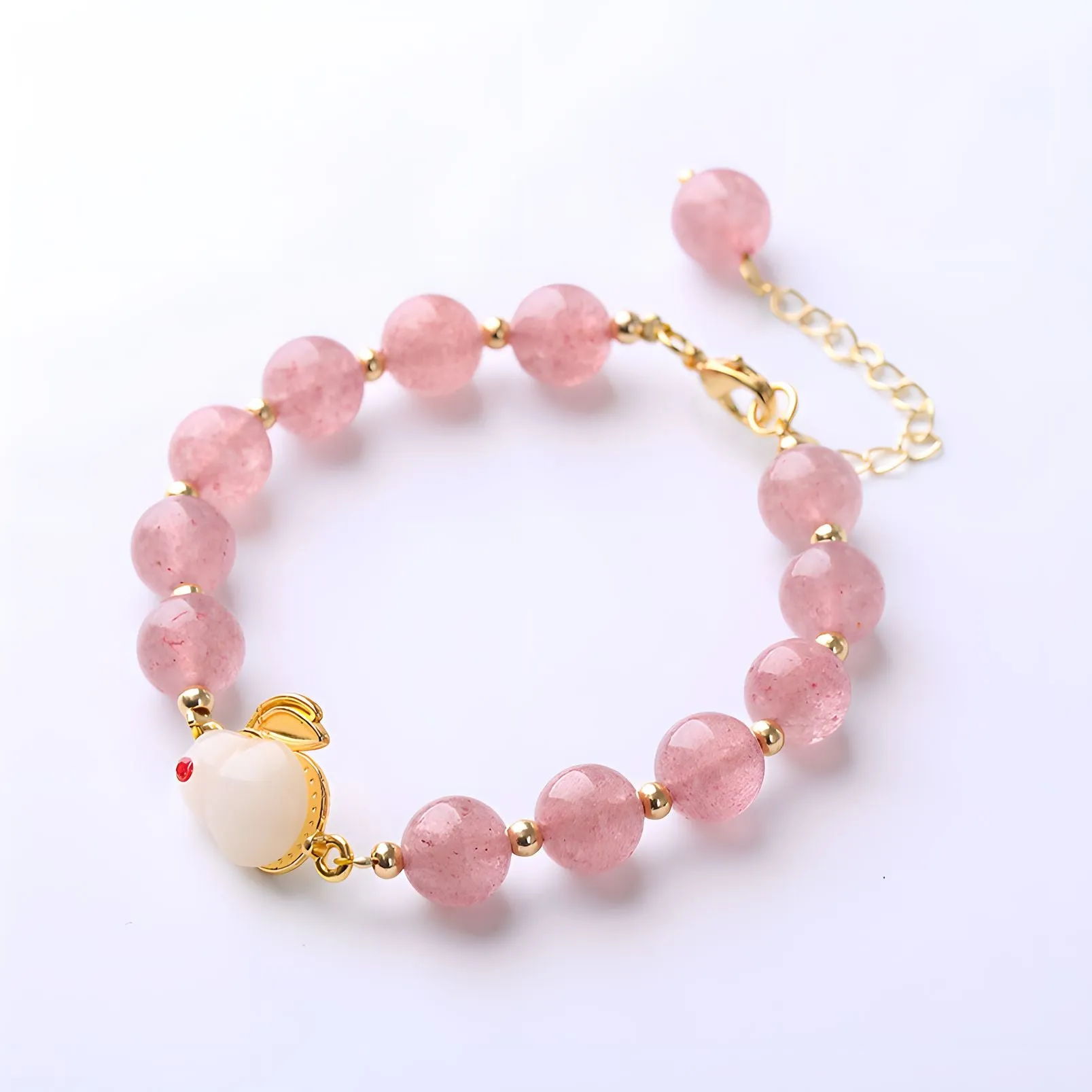 Luxyin Myrna Strawberry Quartz Crystal Bead Bracelet