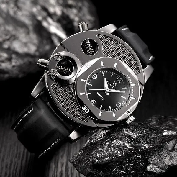 Men Quartz Watch Army Soldier Military Silica Strap Analog Wrist Army Watch and Leather Watches for Men