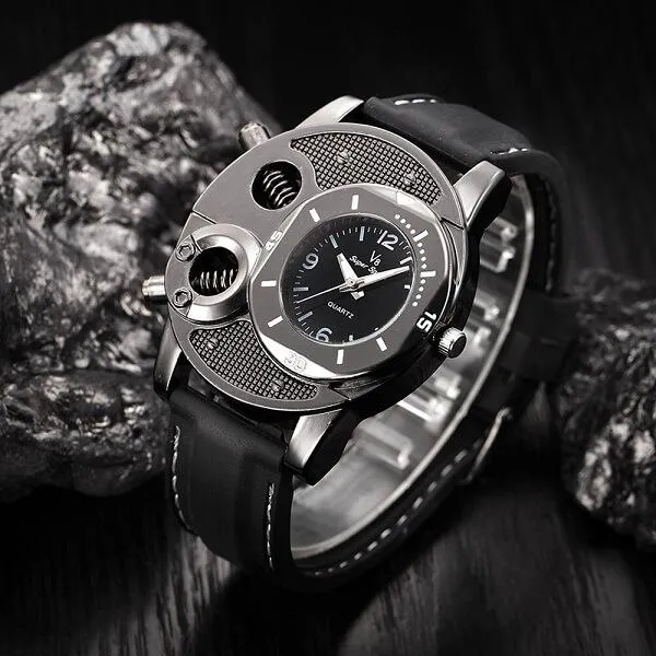 Men Quartz Watch Army Soldier Military Silica Strap Analog Wrist Army Watch and Leather Watches for Men