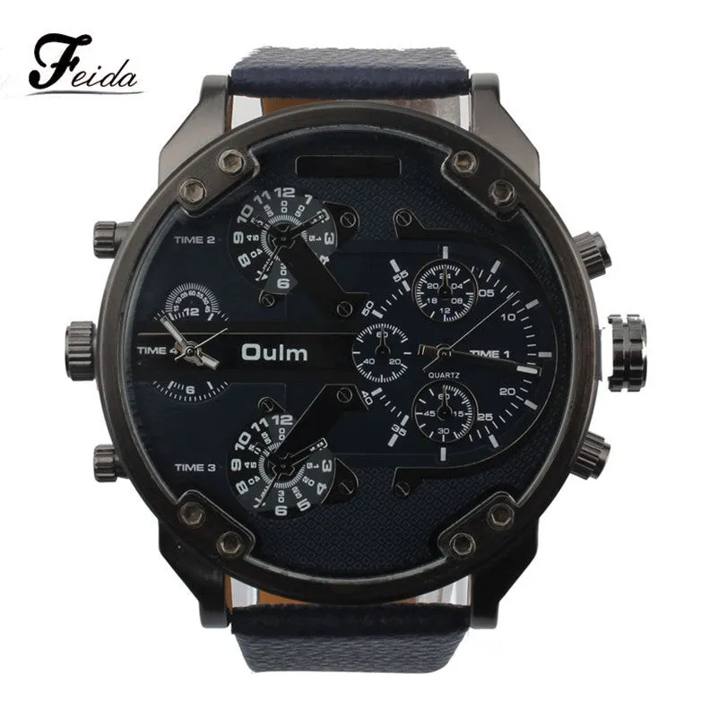 Men watches Popular Famous Clock Relogio Grande Masculino Luxury Military Army Dual Time Quartz Large Dial Watch