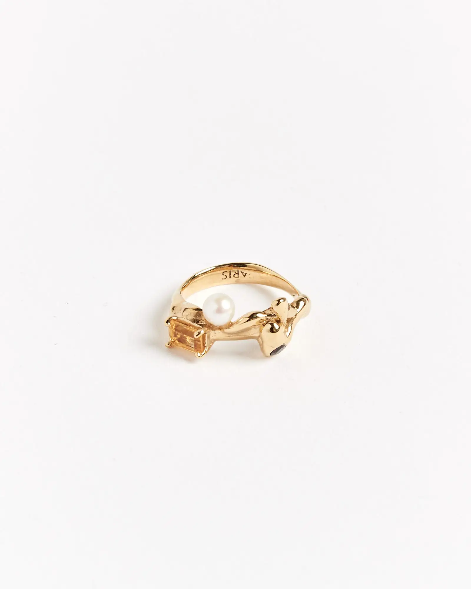 Menage Ring in 14K Gold/Citrine/Garnet