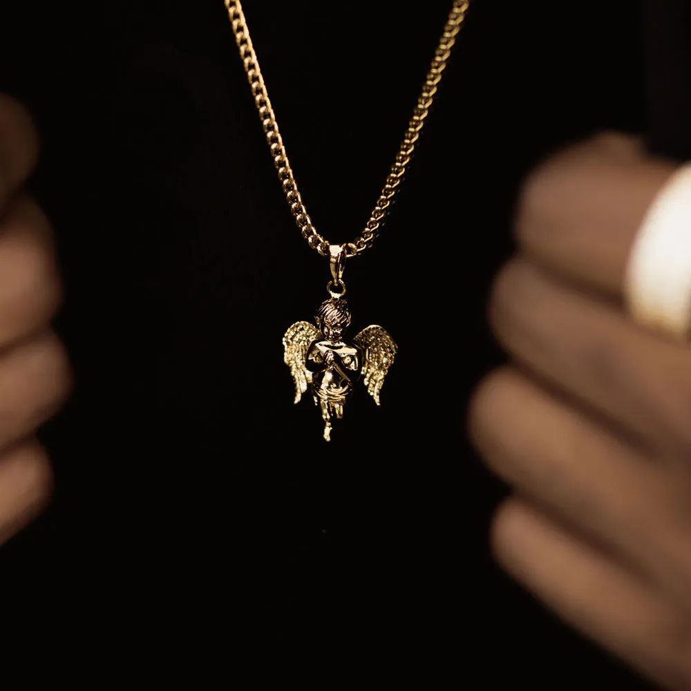 Micro Fallen Angel Necklace Pendant & Franco Chain