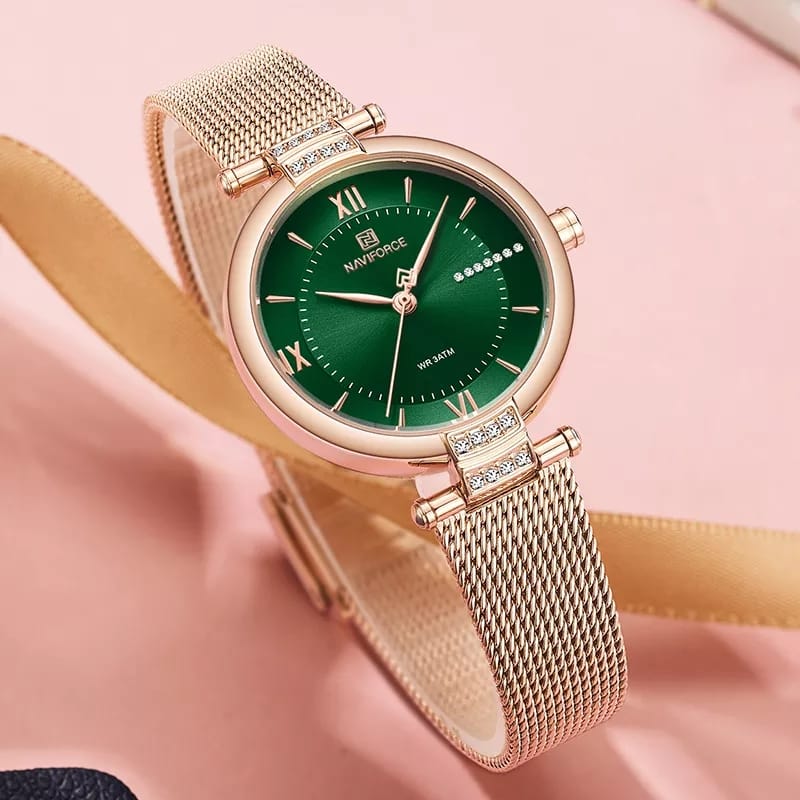 Naviforce Watch Green Face & Blue Face Rose Gold - Lady