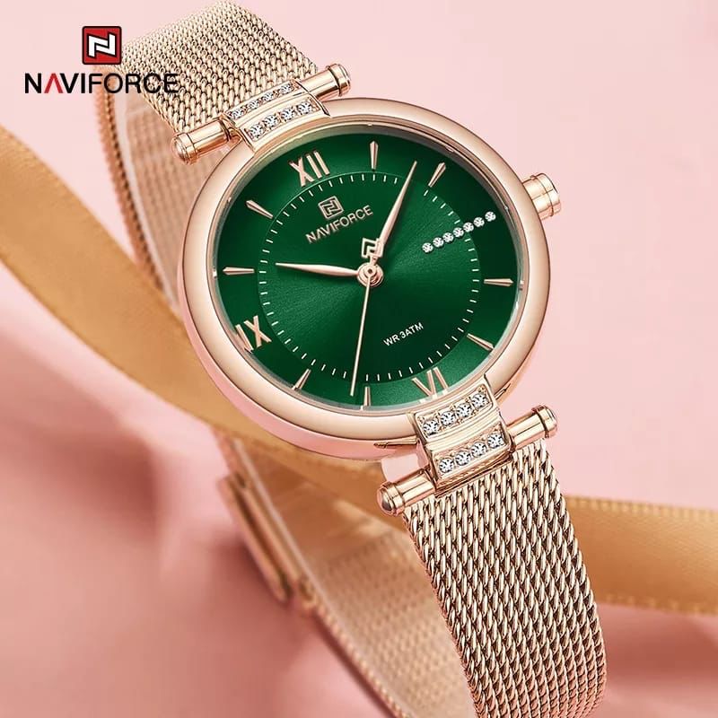 Naviforce Watch Green Face & Blue Face Rose Gold - Lady