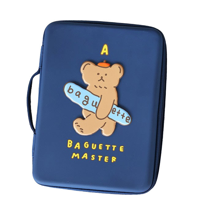 Navyblue Baguette Bear 13 inch Hard Laptop Protective Handbags Purses Bags Sleeves Handheld Square Shaped MacBook Air Pro Asus C