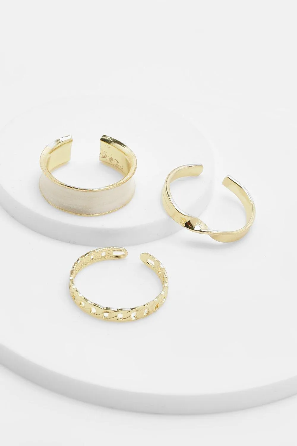 Oyster Resin Gold 3 Pack Of Rings