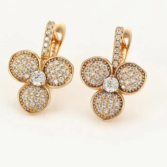 Pave CZ Gold Earrings