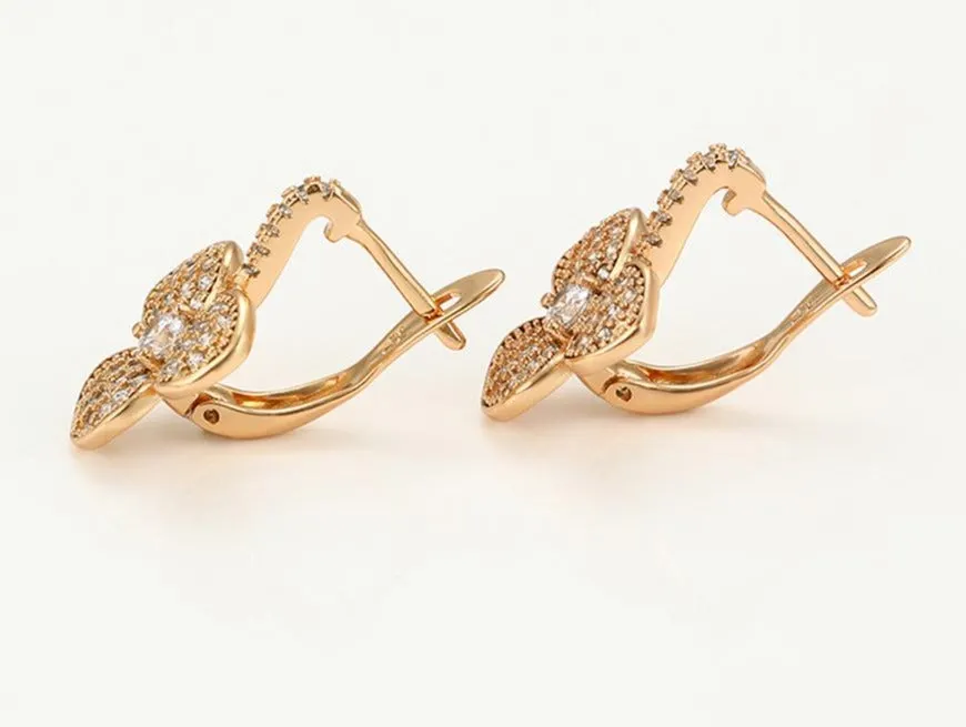 Pave CZ Gold Earrings