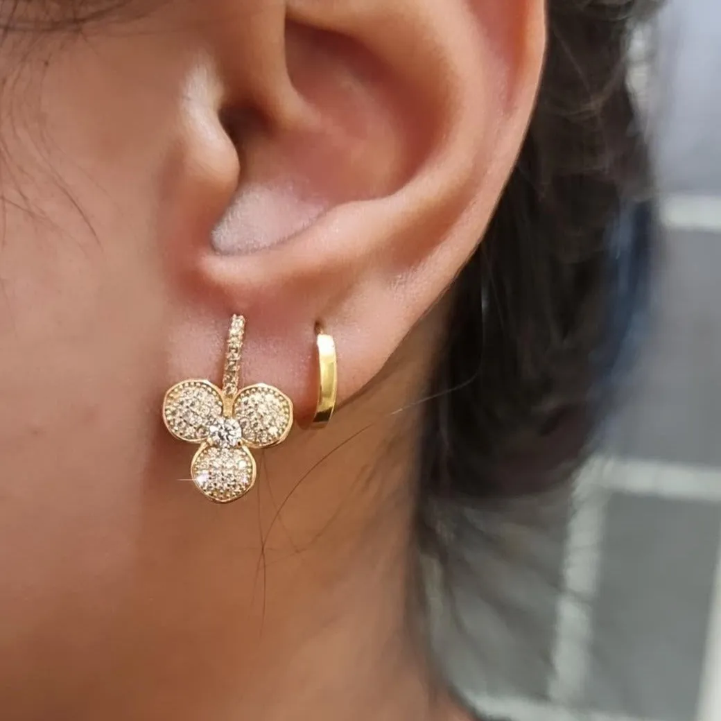 Pave CZ Gold Earrings