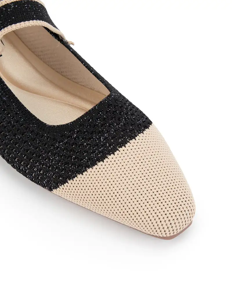 Pearl Knit Mary Jane Mesh Flat Shoes