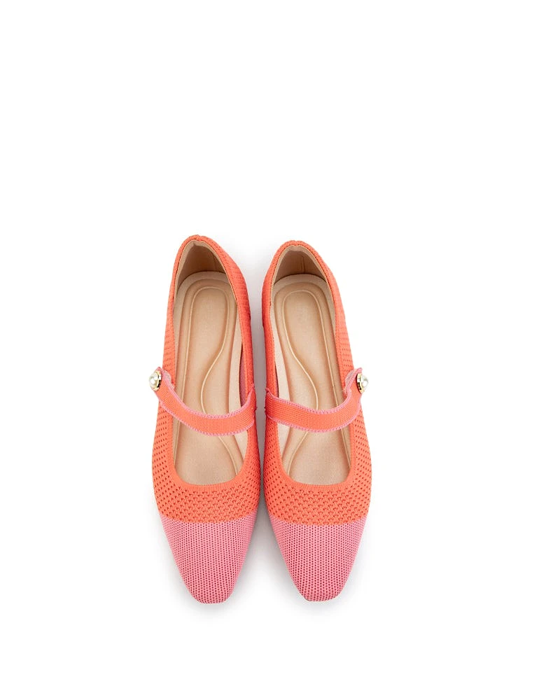 Pearl Knit Mary Jane Mesh Flat Shoes