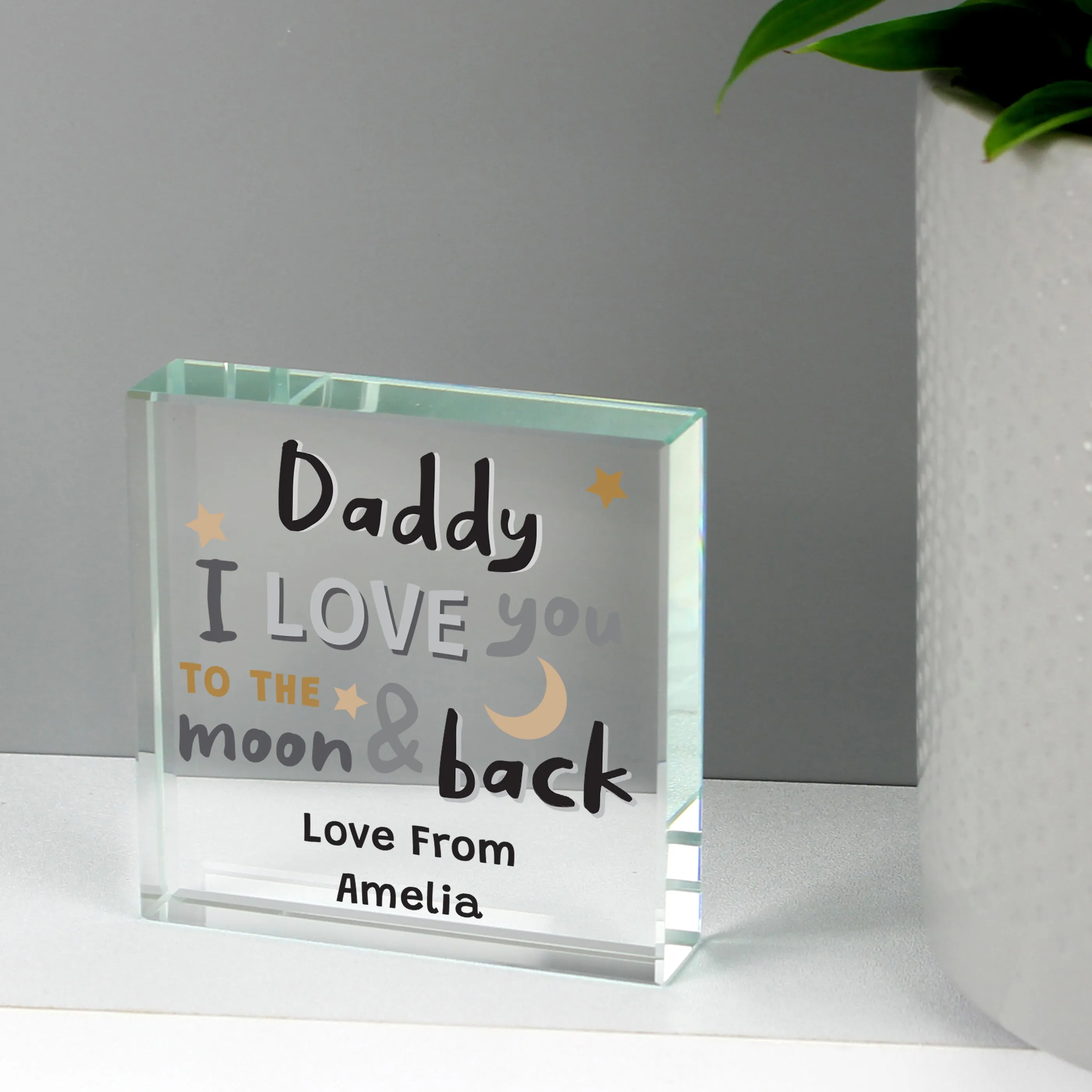 Personalised To the Moon and Back... Large Crystal Token