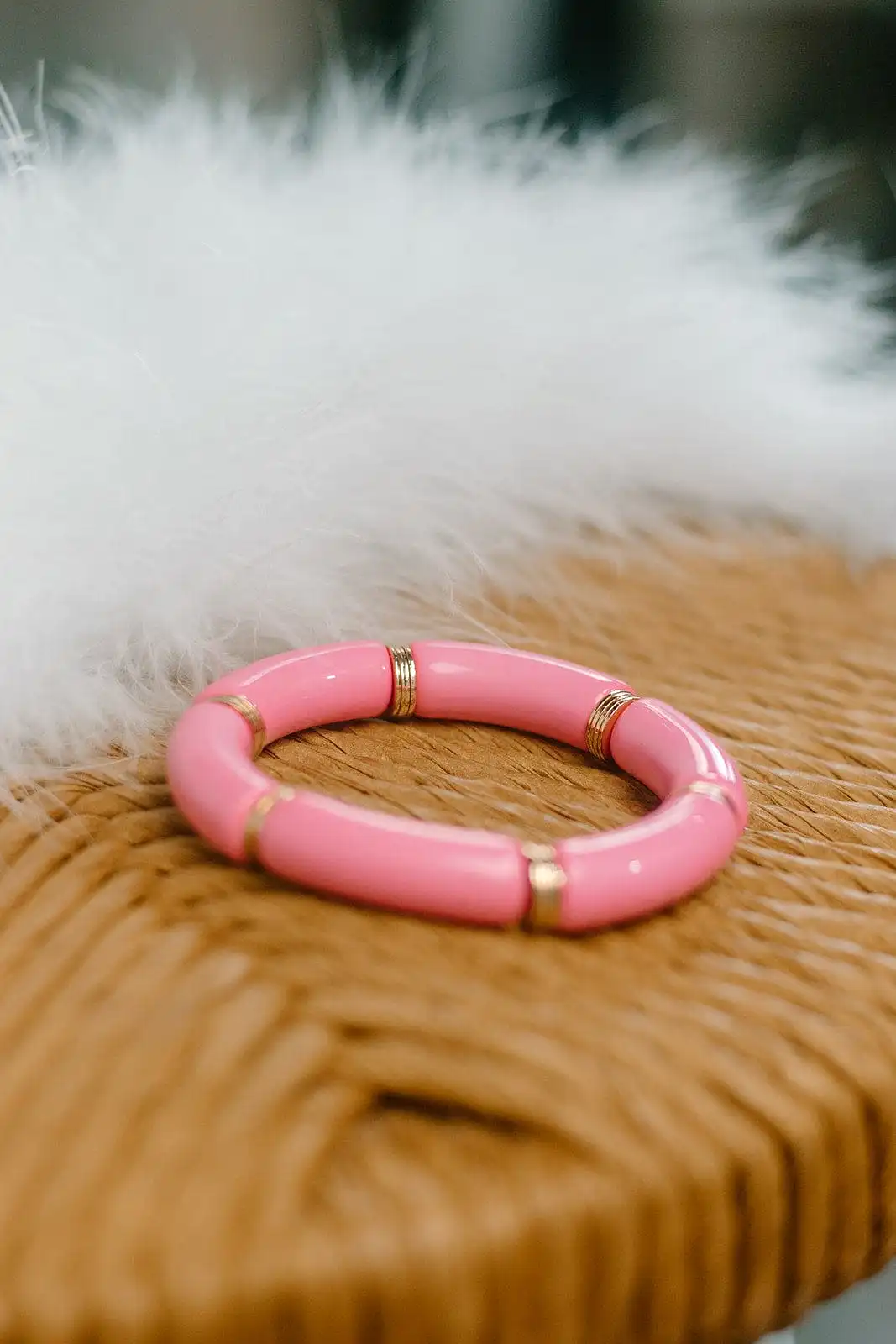 Pink & Gold Bamboo Bracelet