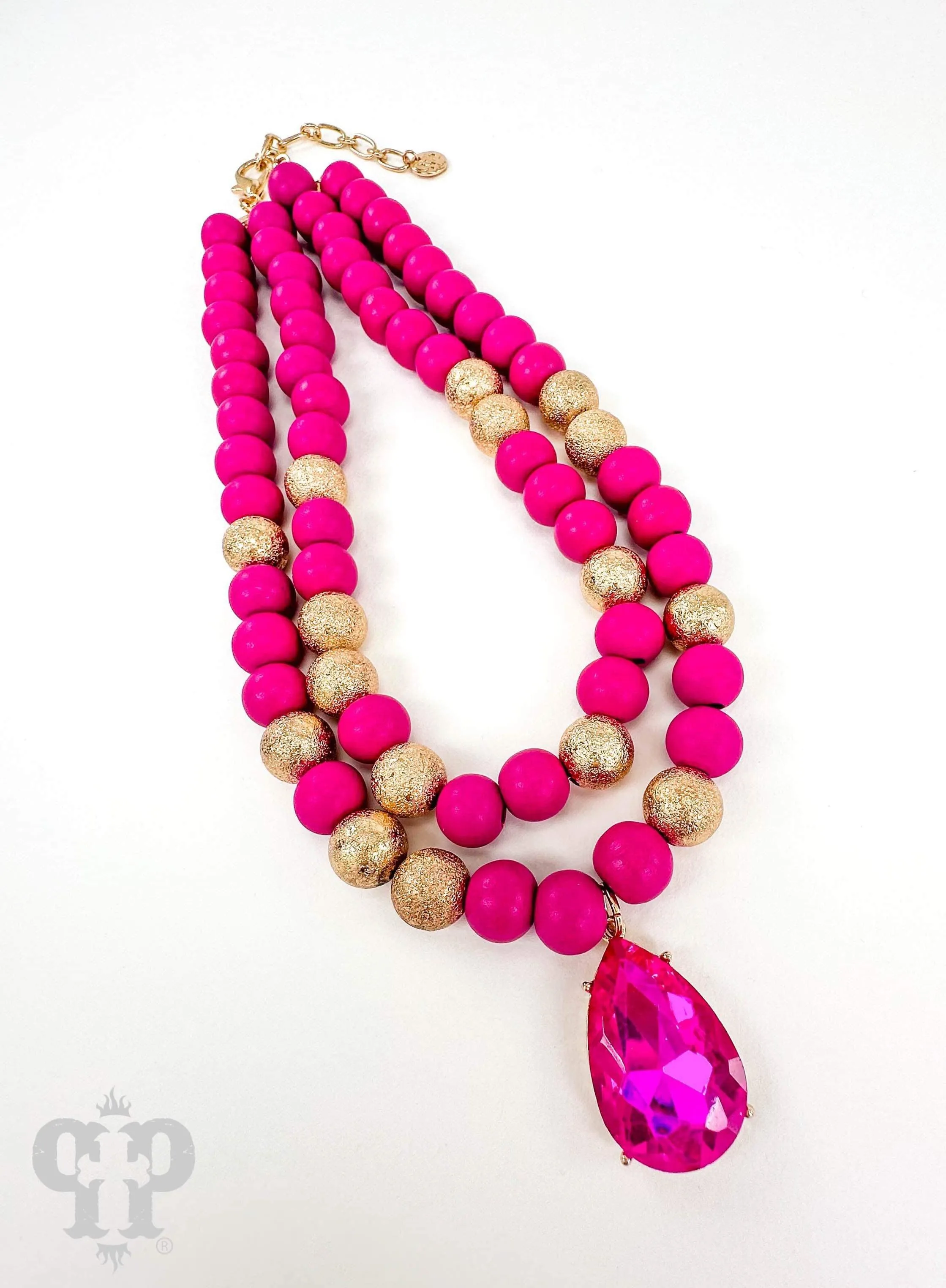 PP Magenta Wooden Bead Necklace