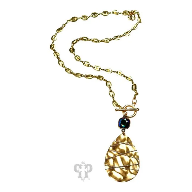 PP Mermaid Gold Wire Teardrop Toggle Necklace