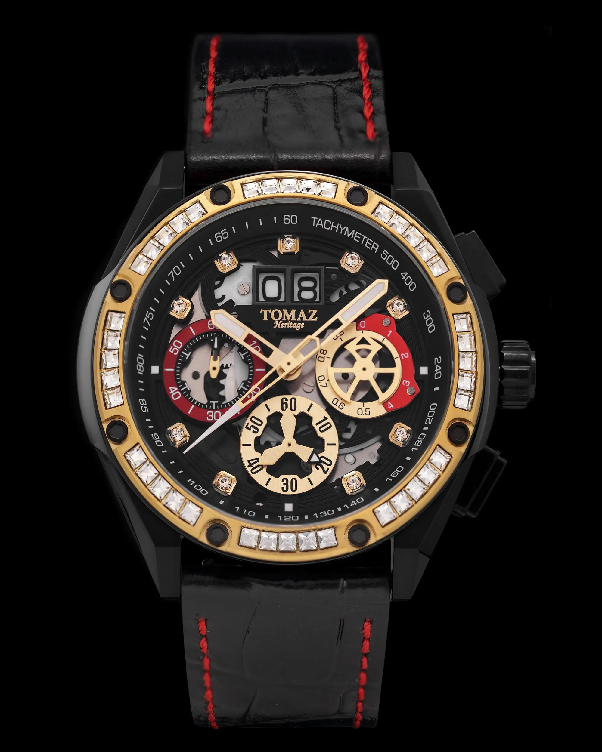 RAWR III TW024E-D4 (Black) with White Swarovski (Black Bamboo Leather Strap)