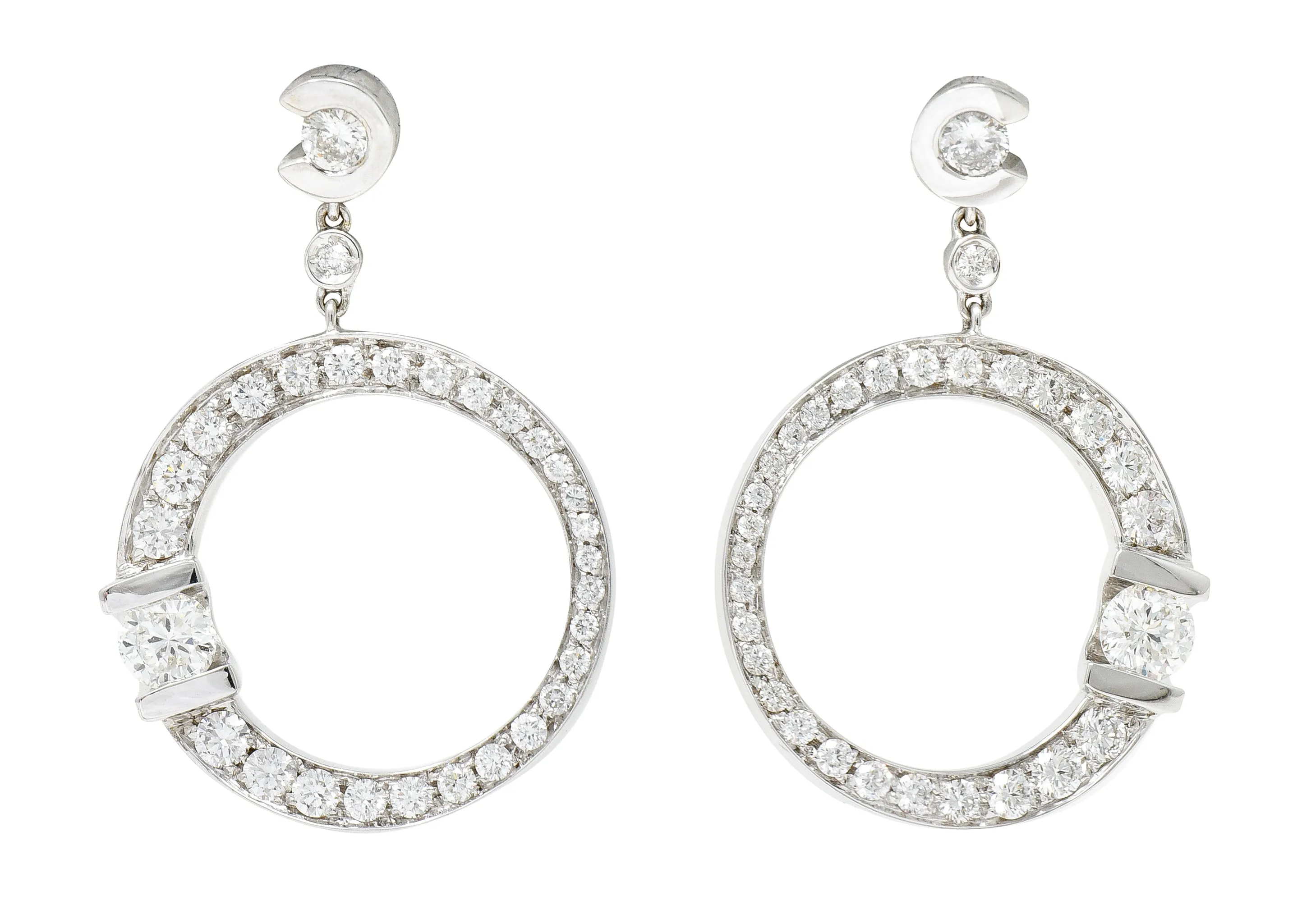 Roberto Coin 1.69 CTW Diamond 18 Karat White Gold Cento Drop Earrings