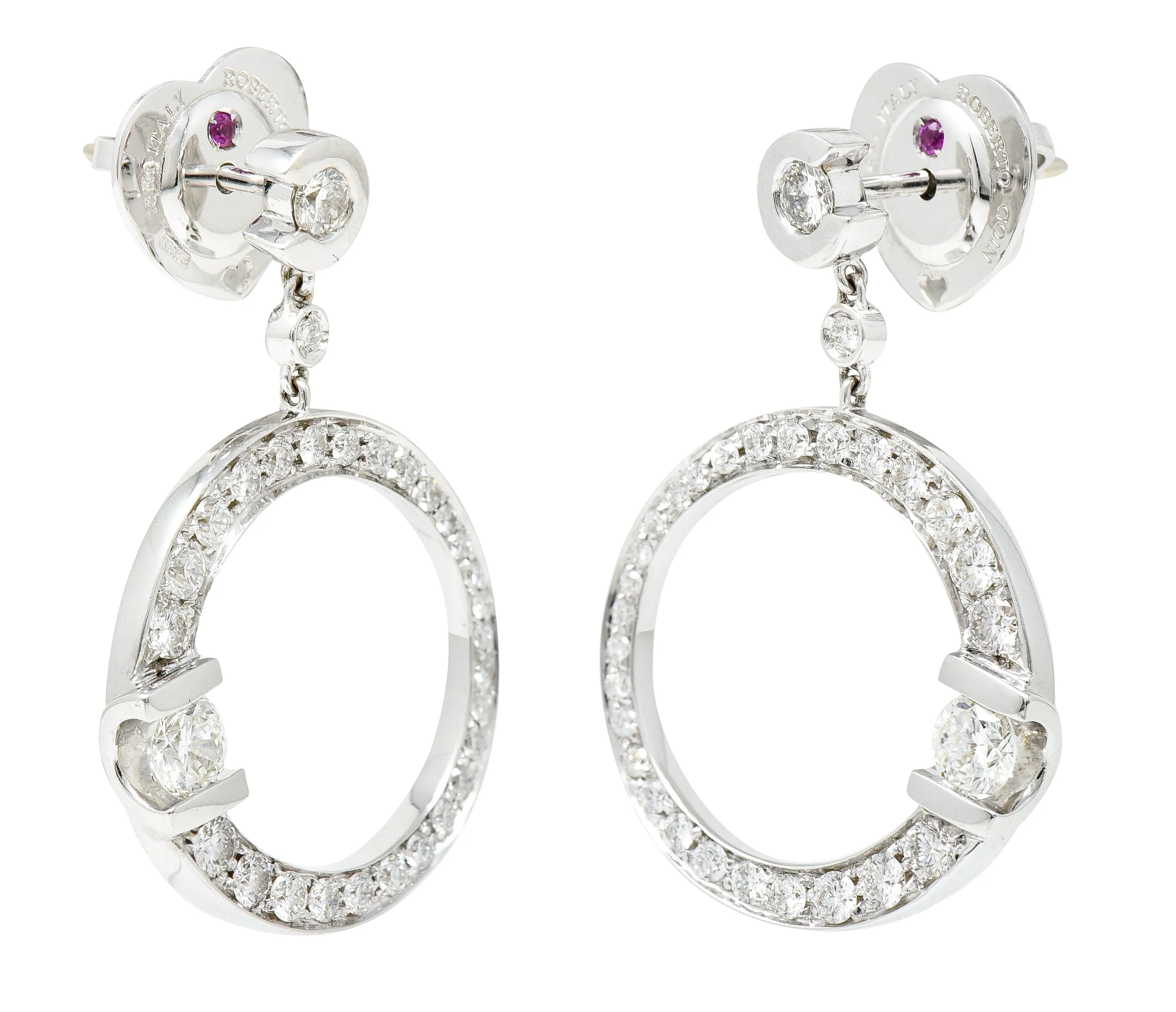 Roberto Coin 1.69 CTW Diamond 18 Karat White Gold Cento Drop Earrings