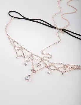 Rose Gold Crystal Jewel Drop Headchain