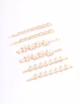 Rose Gold Diamante Vine Hair Clip 6-Pack