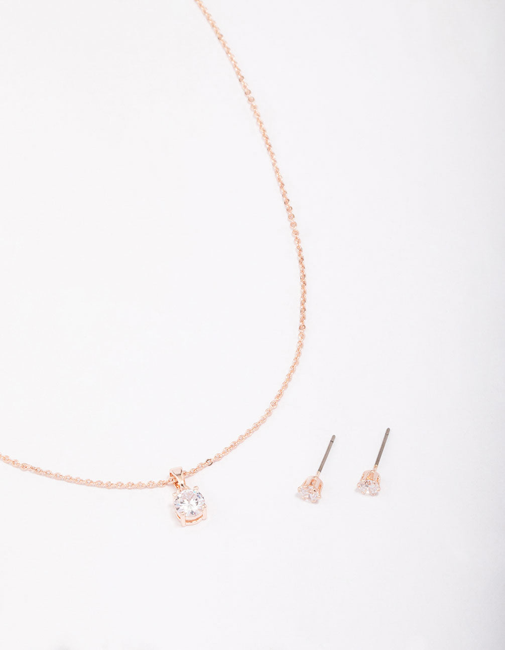 Rose Gold Round Solitaire Crystal Jewellery Set