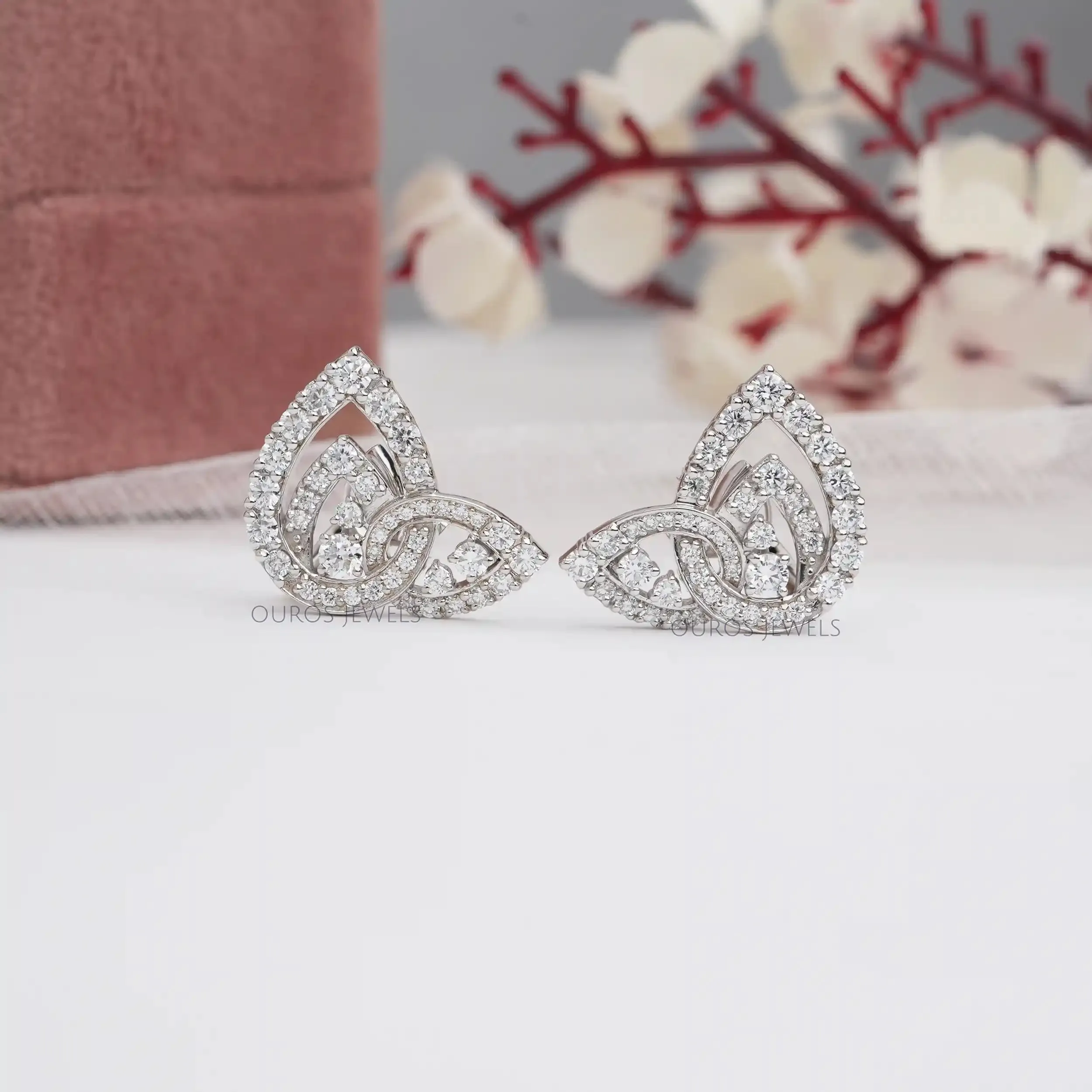 Round  Cluster Diamond  Clip  On Back  Earrings