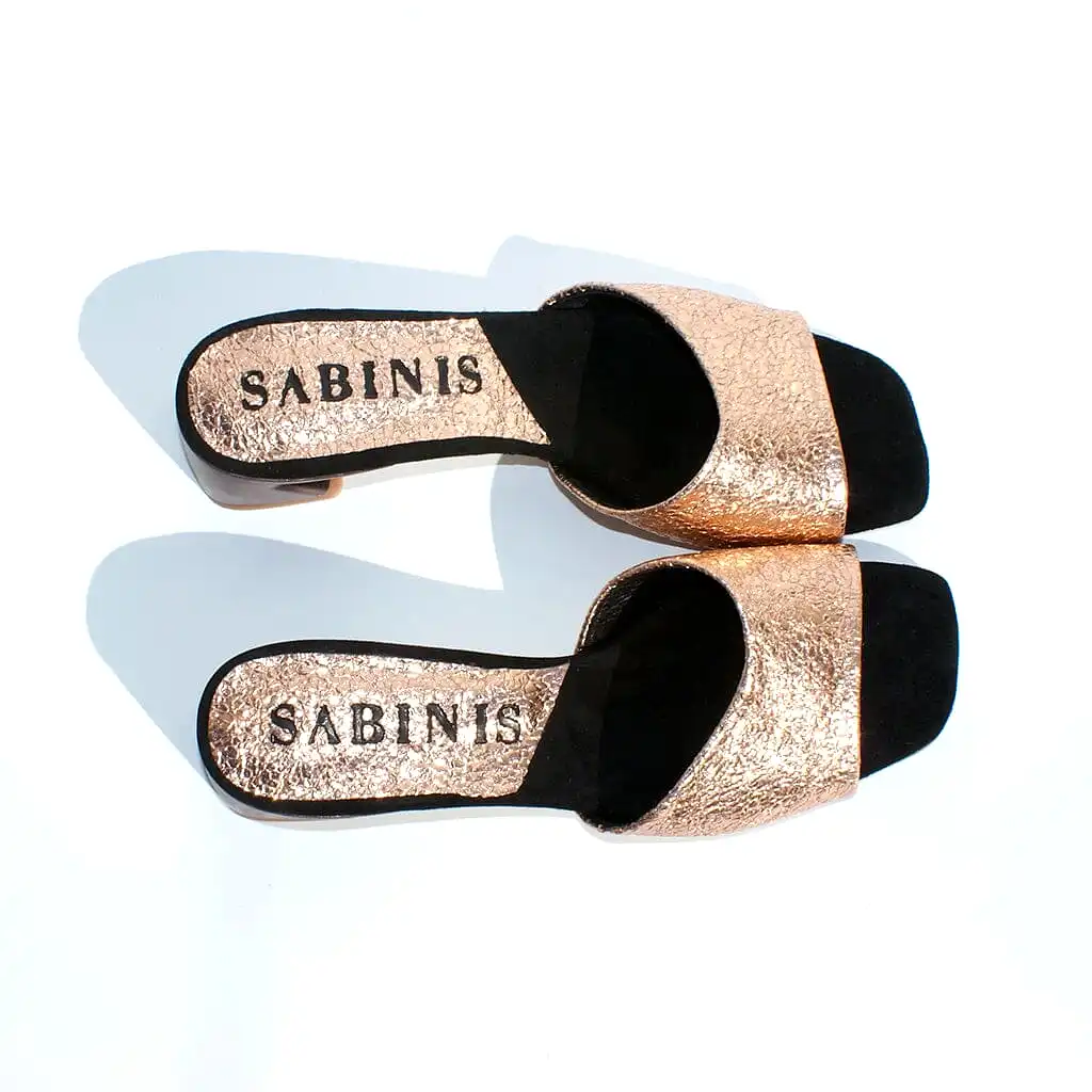 Sandalias de tacón ancho piel metalizada cobre - Sabinis Essential