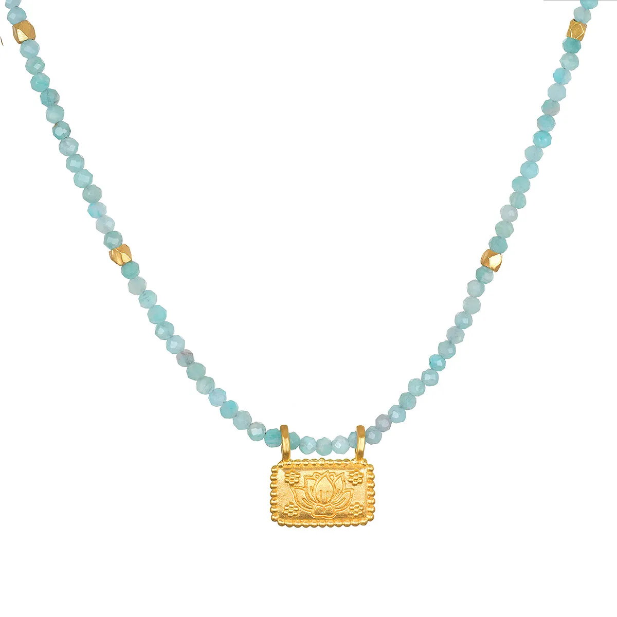 Serene Journey Lotus Amazonite Necklace