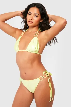 Shiny O-Rings Triangle Bikini Set