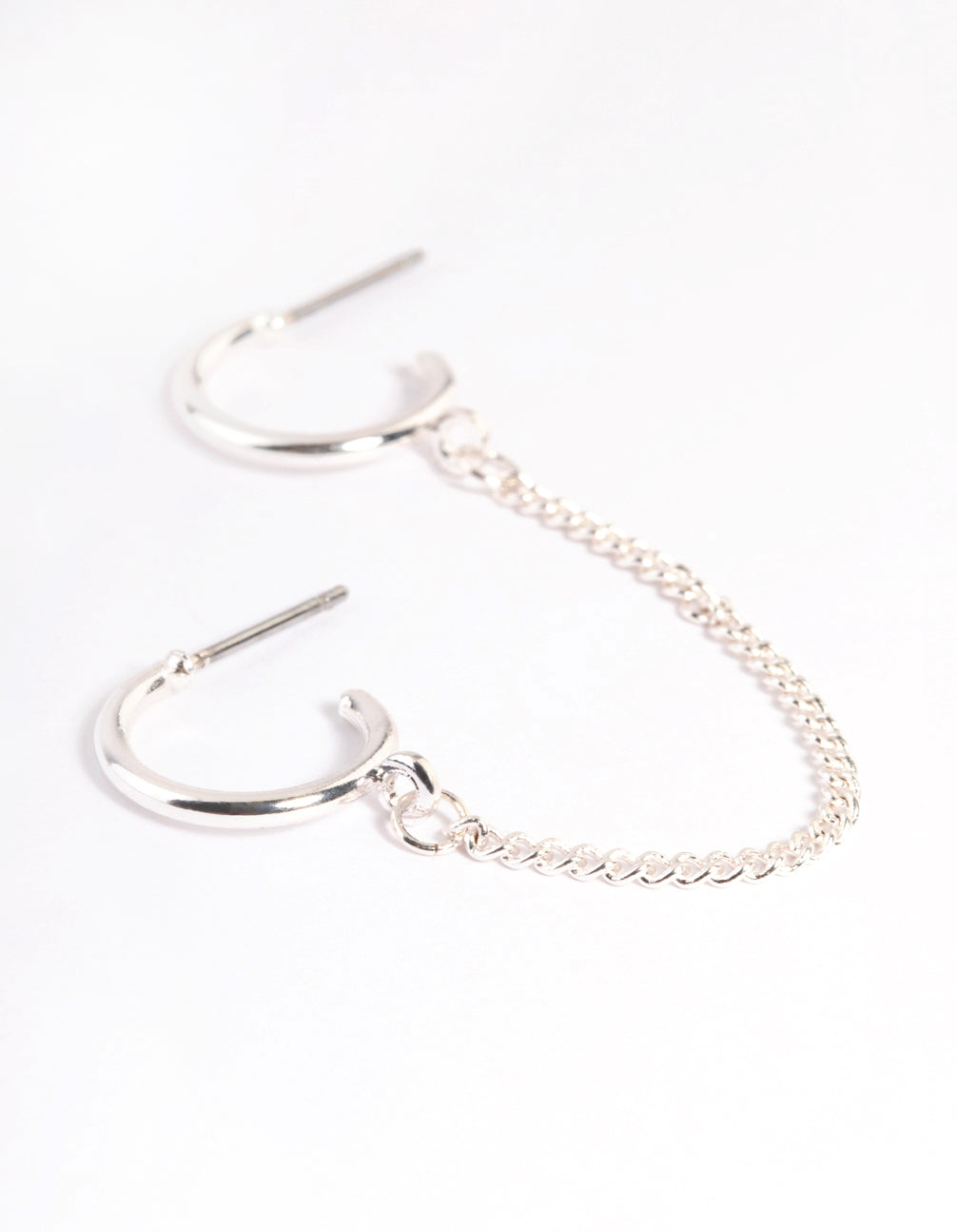 Silver Double Hoop Chain Earrings