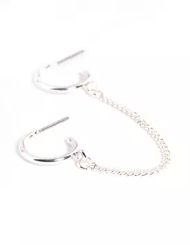 Silver Double Hoop Chain Earrings