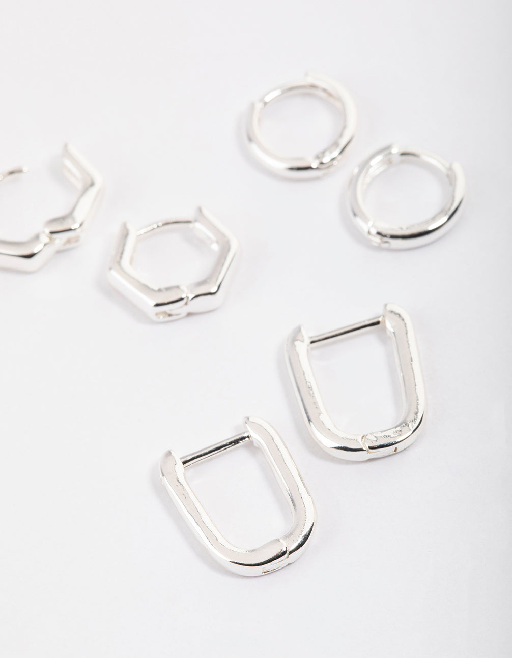 Silver Mini Shape Huggie Earrings Pack