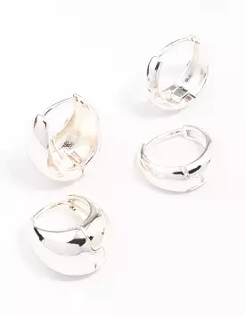 Silver Plated Bubble Huggie Earring Pack