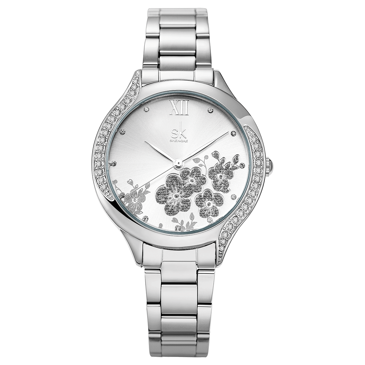 SK Floral Dial - Lady Silver Watch