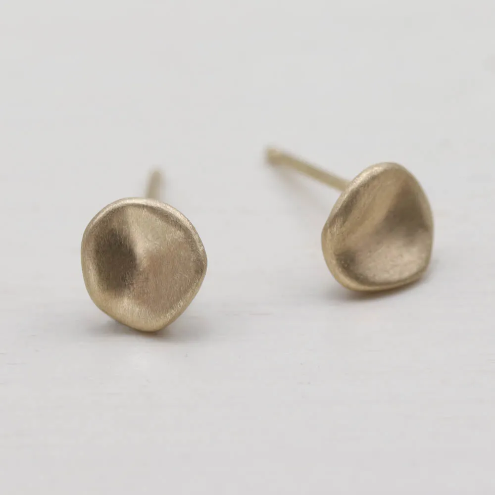 Small Sculpted Disc Stud Earrings