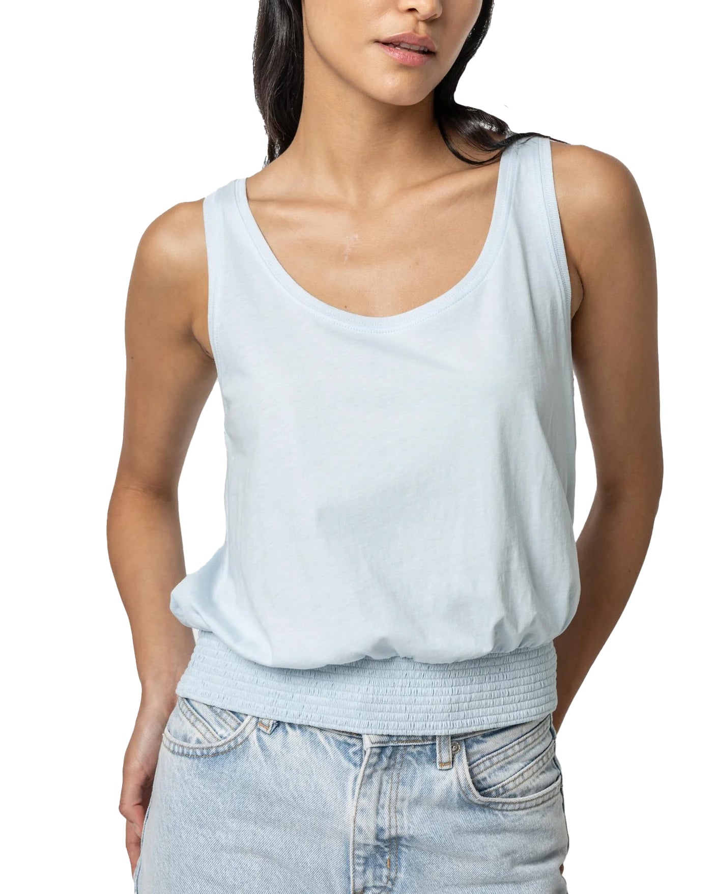 Smocked Hem Tank (Crystal)