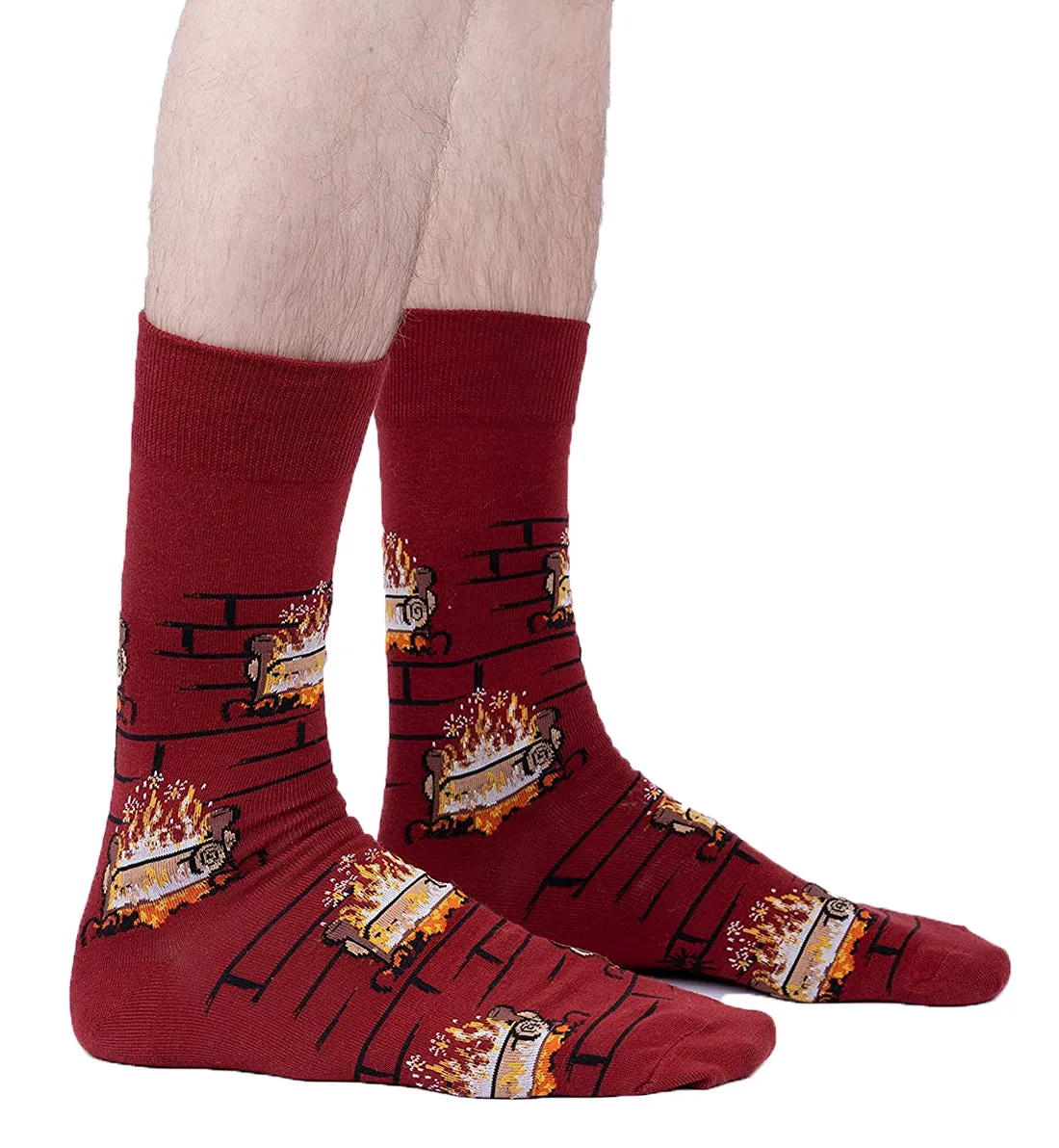 SOCK it to me Men's Crew Socks (Prints) - Yule Log