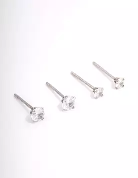 Surgical Steel Graduating Cubic Zirconia Stud Earring Pack