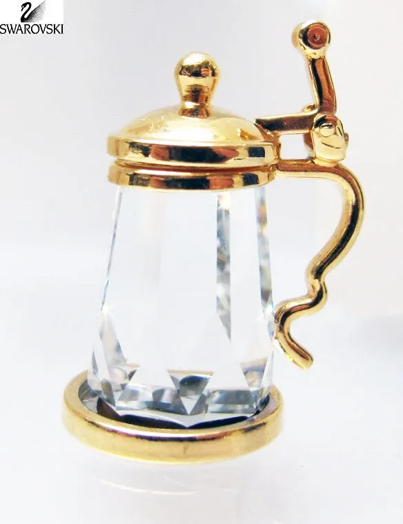 Swarovski Crystal Figurine Crystal Memories BEER MUG Gold Plated #173369