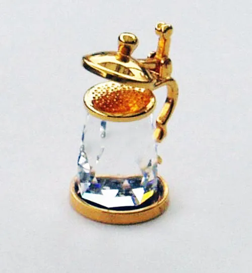 Swarovski Crystal Figurine Crystal Memories BEER MUG Gold Plated #173369