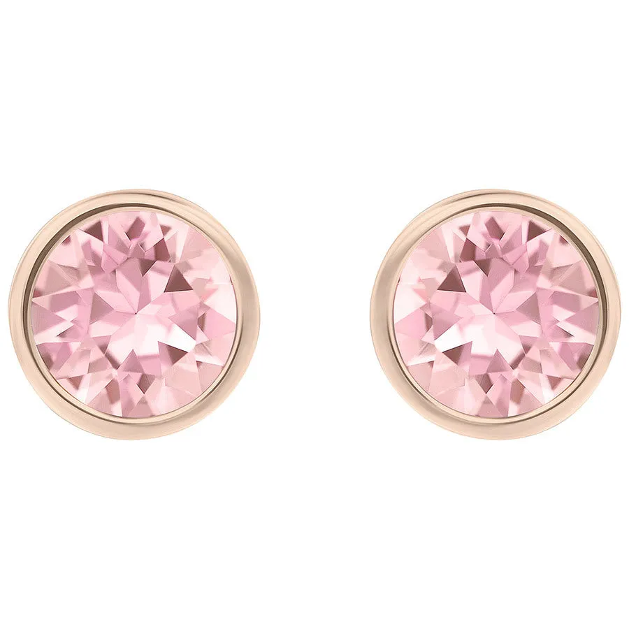 Swarovski Light Rose Crystal Solitaire Studs Pierced Earrings Rose Gold #5101339