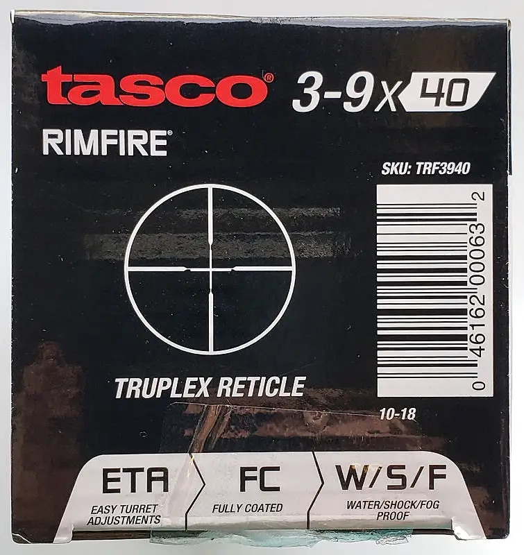 Tasco Rimfire 3-9x 40mm Rifle Scope w/ Weaver Style Rings TRF3940