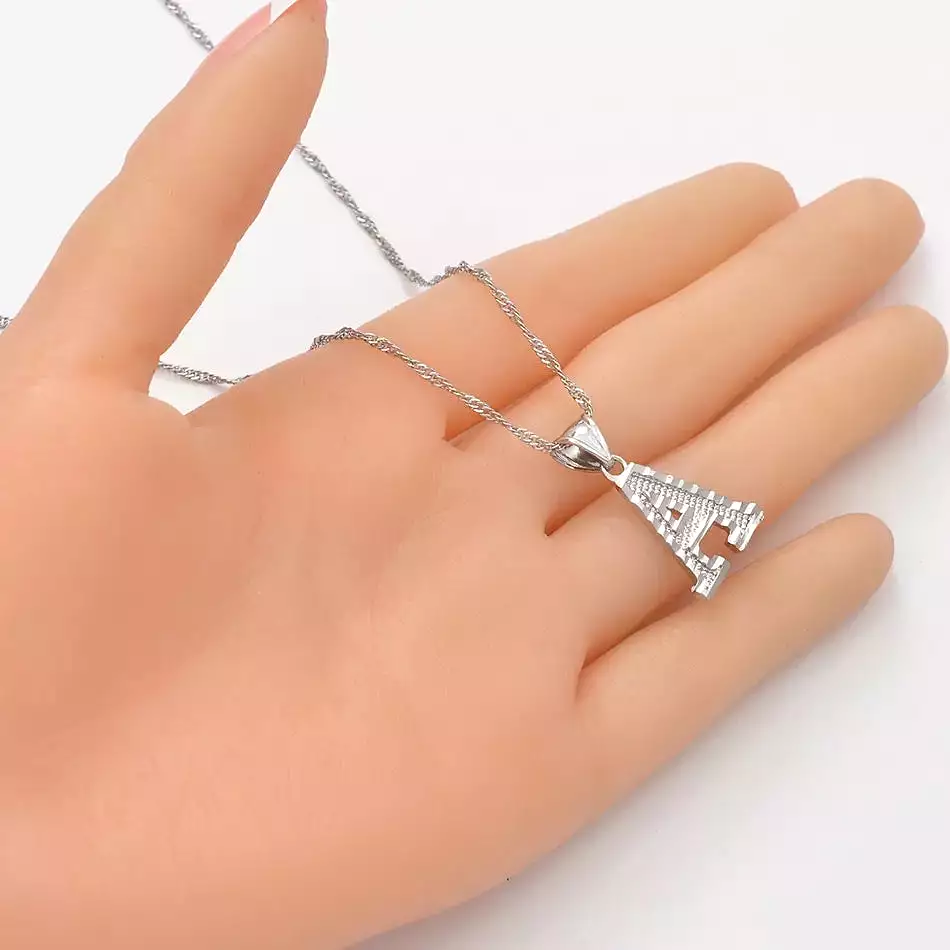 Thin Letter Necklace (Silver)