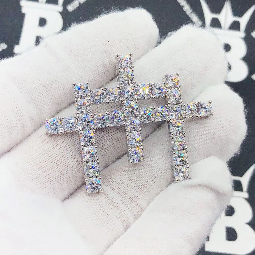 Triple Cross Iced Out Hip Hop Pendant