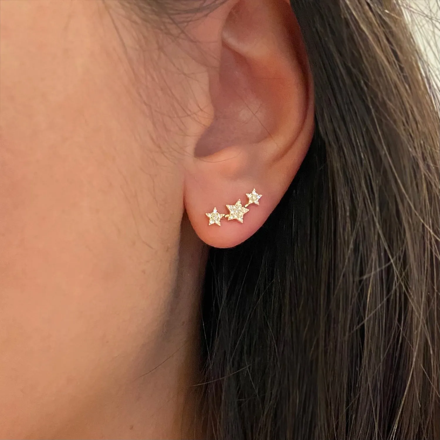 Triple Star Cluster Diamond Stud Earrings