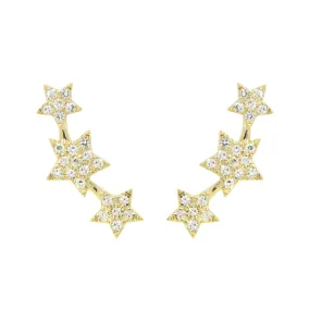 Triple Star Cluster Diamond Stud Earrings