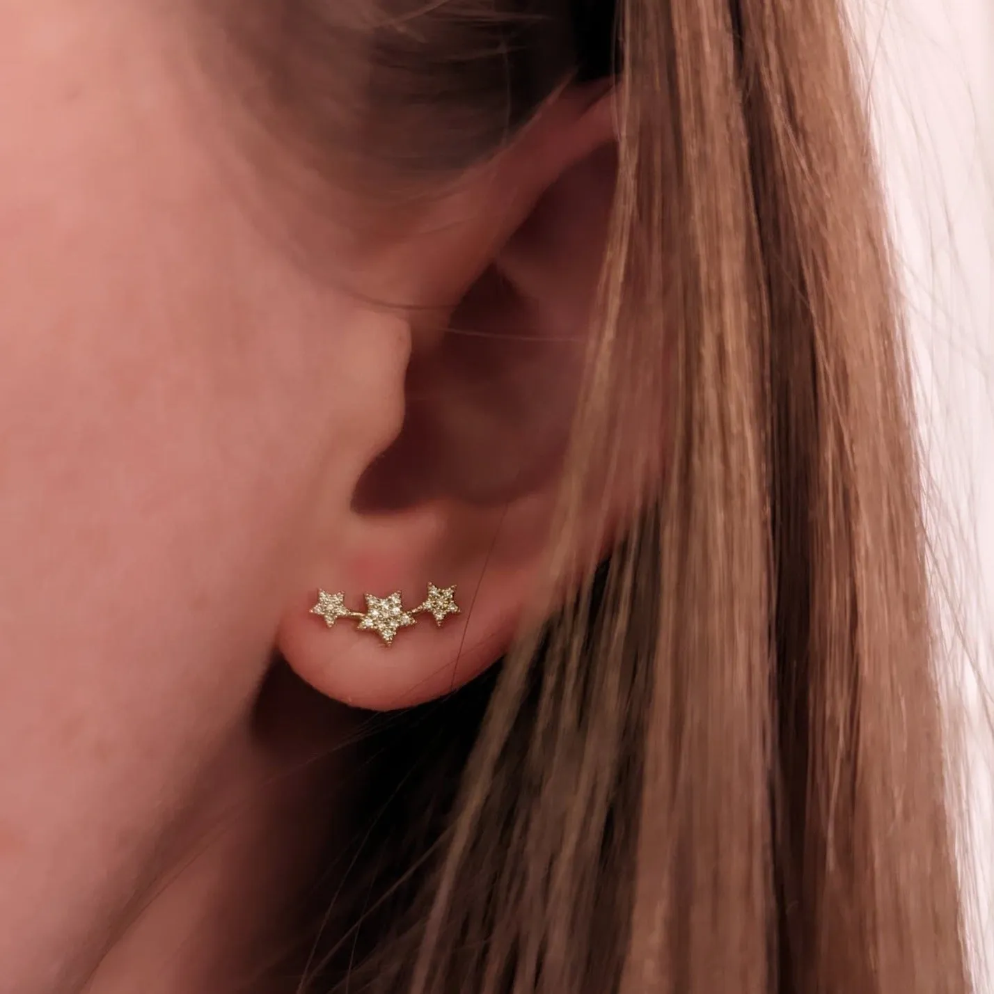 Triple Star Cluster Diamond Stud Earrings