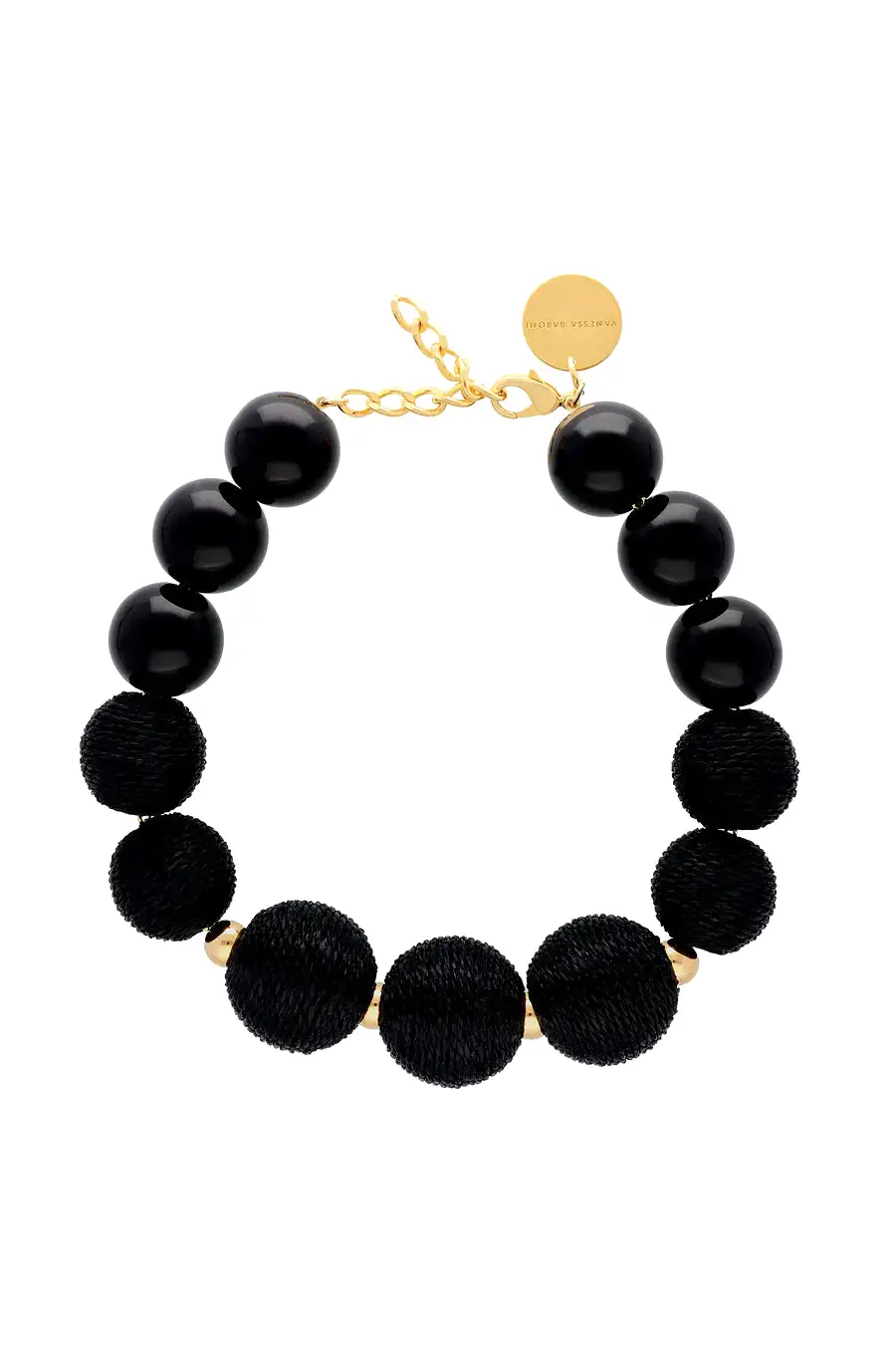 Vanessa Baroni Black Raffia Bead Necklace