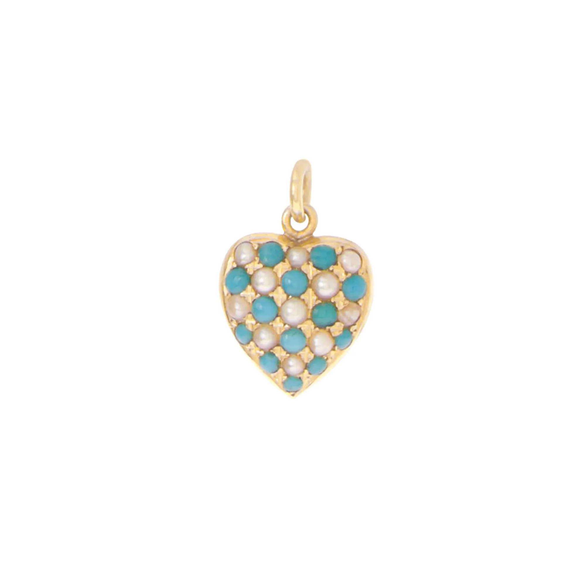 Victorian Turquoise and Pearl Heart Pendant